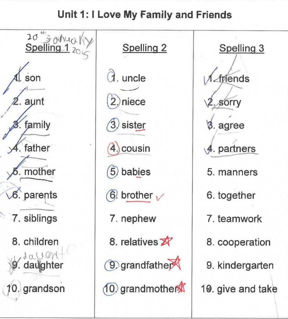 Spelling Primary 1